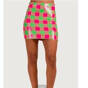 Trina Turk Rico Check Sequin Miniskirt Womens Size 6